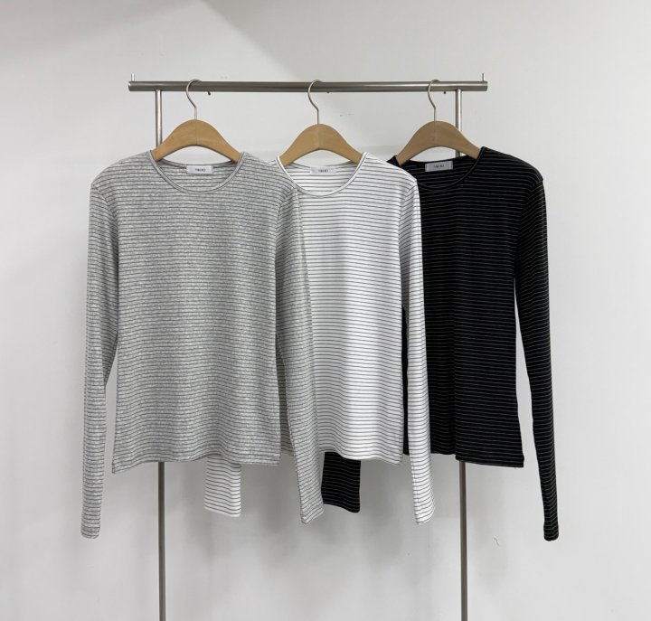 Yikho - Korean Women Fashion - #momslook - Soft Stripe Tee
