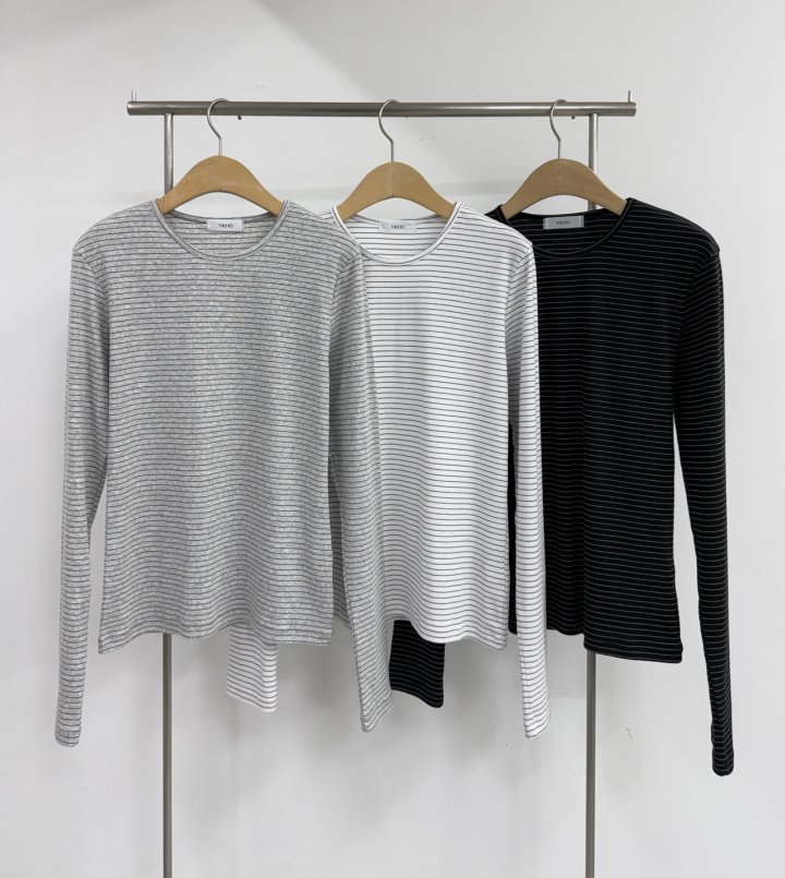Yikho - Korean Women Fashion - #momslook - Soft Stripe Tee - 3