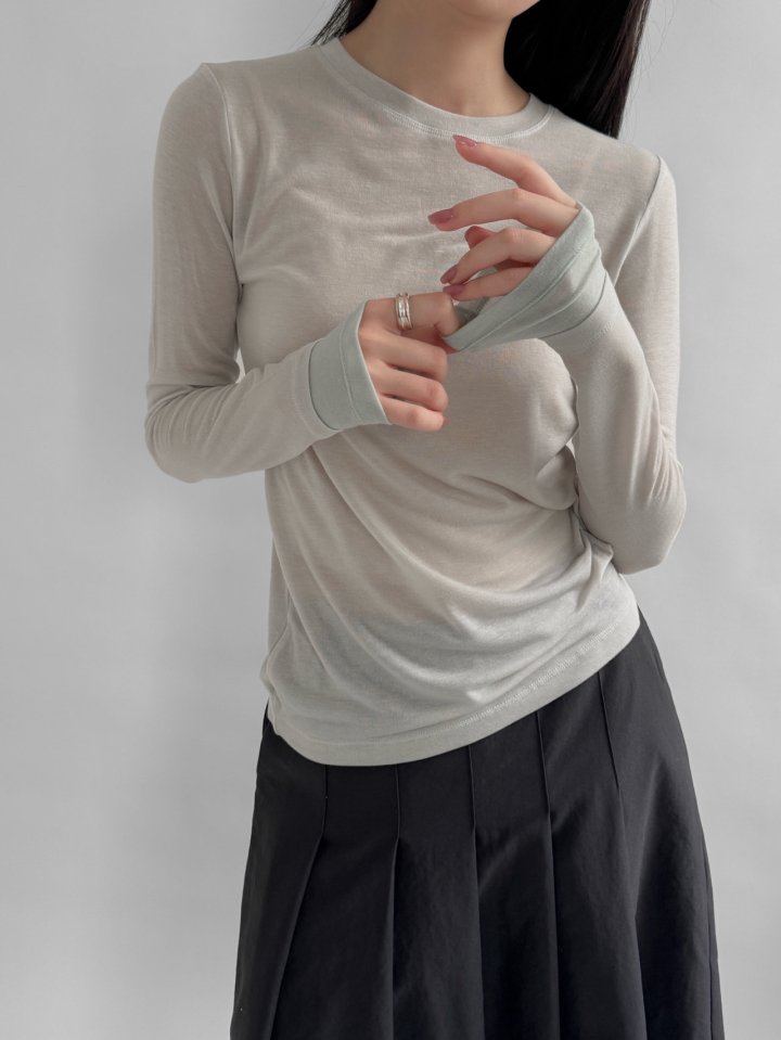 Yikho - Korean Women Fashion - #momslook - Two-Tone Tee - 3