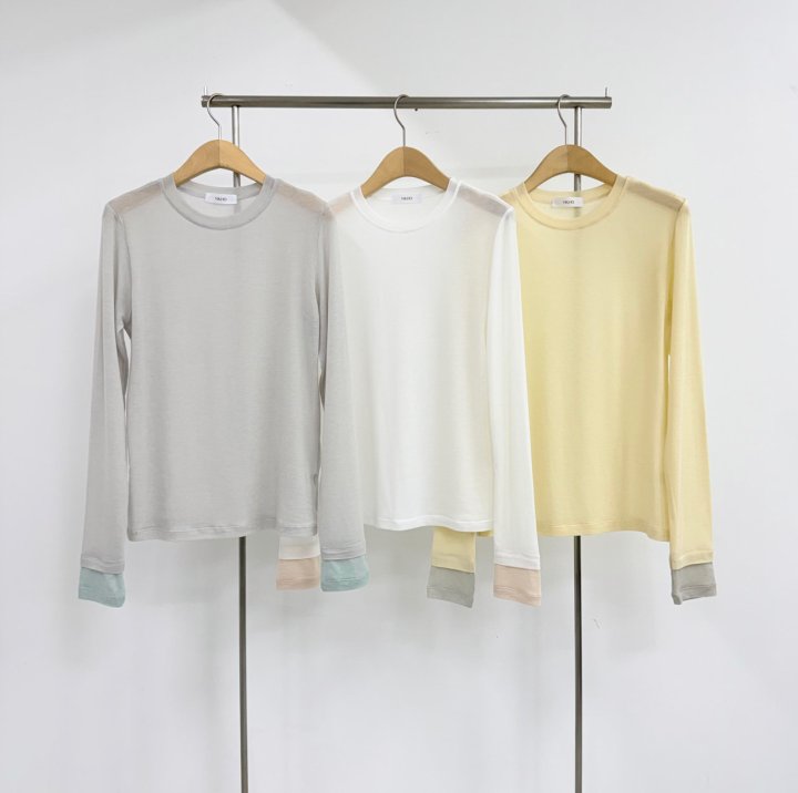 Yikho - Korean Women Fashion - #romanticstyle - Two-Tone Tee - 11