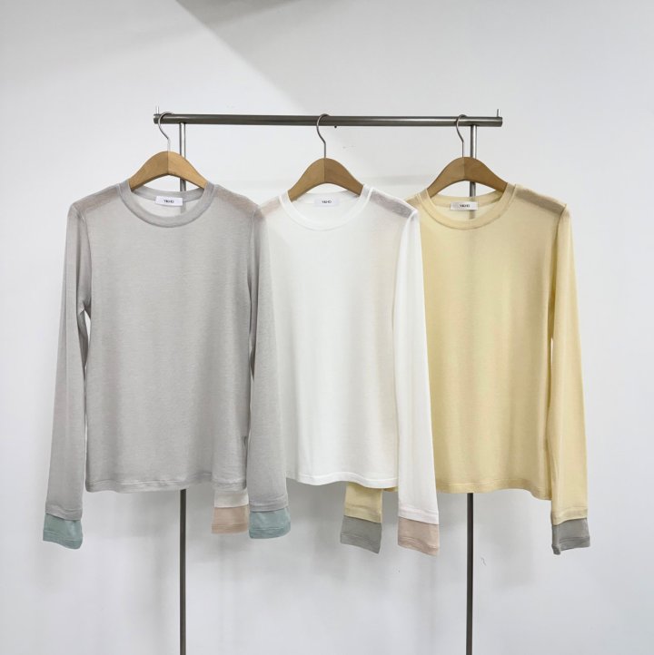 Yikho - Korean Women Fashion - #shopsmall - Two-Tone Tee - 12
