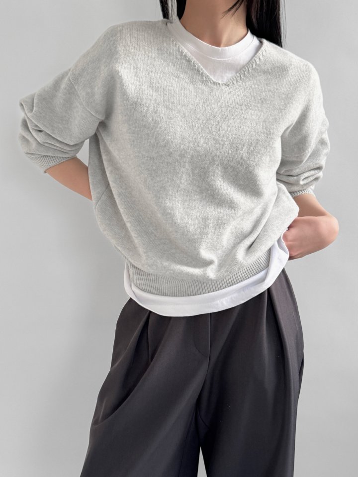 Yikho - Korean Women Fashion - #vintageinspired - Herasi V Knit - 6