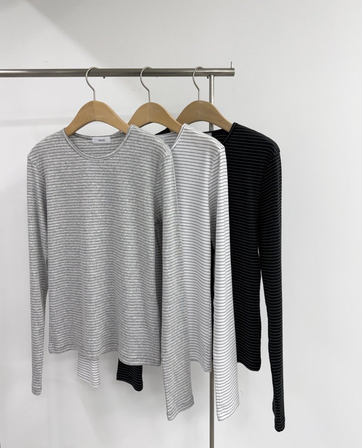 Yikho - Korean Women Fashion - #momslook - Soft Stripe Tee - 4