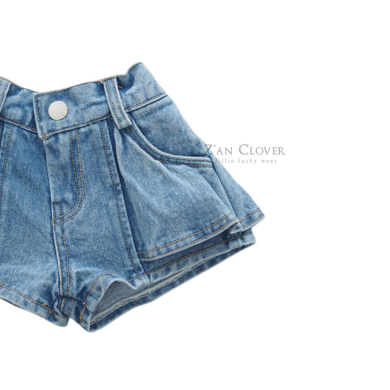Zan Clover - Korean Children Fashion - #kidzfashiontrend - Denim Flare Shorts - 4