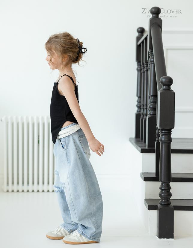 Zan Clover - Korean Children Fashion - #stylishchildhood - D-Line Damaged Denim Pants - 4