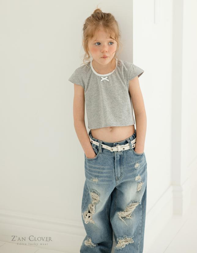 Zan Clover - Korean Children Fashion - #childofig - Heavy Damaged Denim Pants - 10