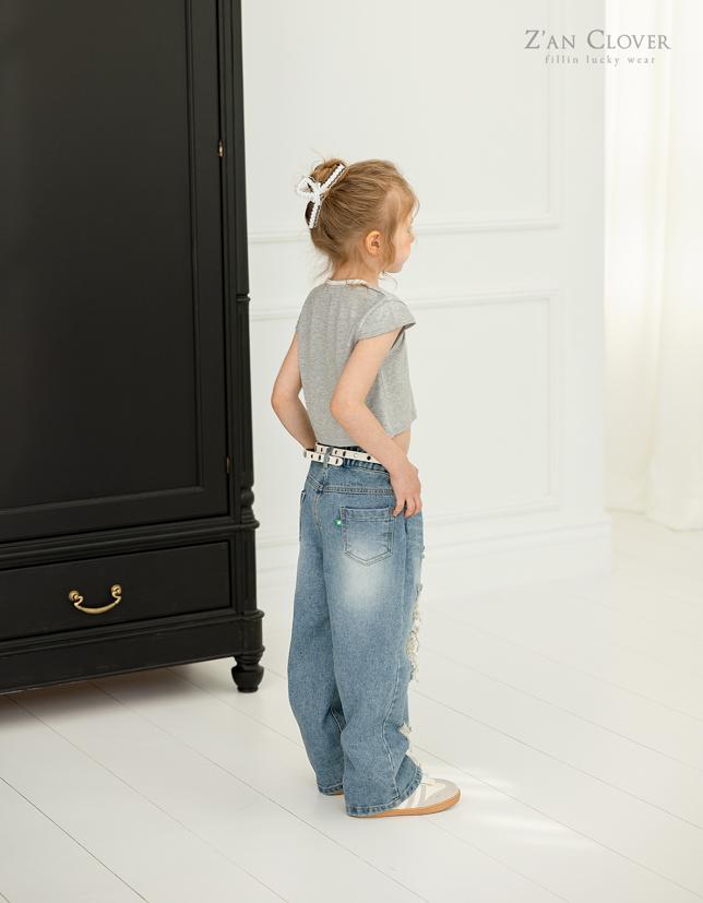 Zan Clover - Korean Children Fashion - #childofig - Heavy Damaged Denim Pants - 9
