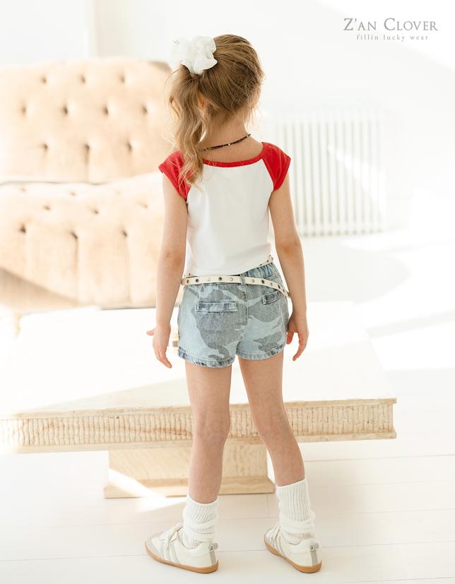 Zan Clover - Korean Children Fashion - #childofig - Denim Camo Shorts - 9