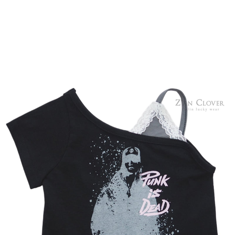 Zan Clover - Korean Children Fashion - #childrensboutique - Lace Strap Punk Tee - 8