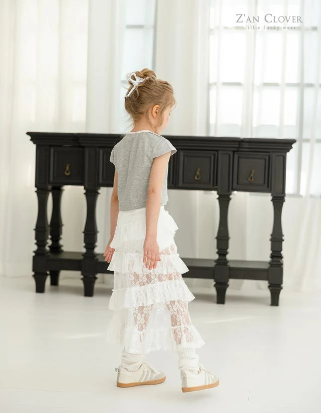 Zan Clover - Korean Children Fashion - #childrensboutique - Romantic Lace Skirt - 9
