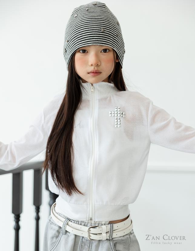 Zan Clover - Korean Children Fashion - #childrensboutique - See-Through Cross Zip-Up - 6