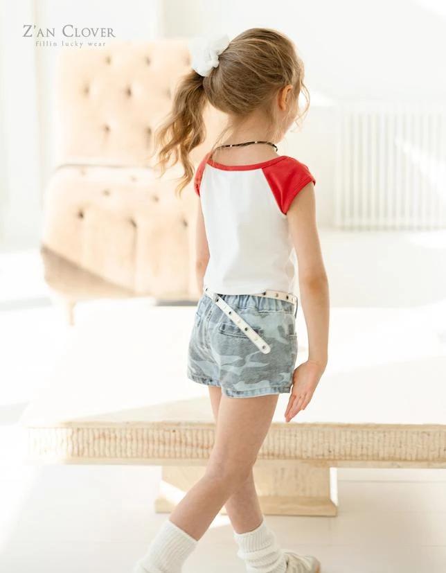 Zan Clover - Korean Children Fashion - #childrensboutique - Denim Camo Shorts - 10