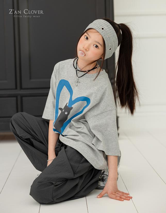 Zan Clover - Korean Children Fashion - #childrensboutique - Cat Heart Tee - 7