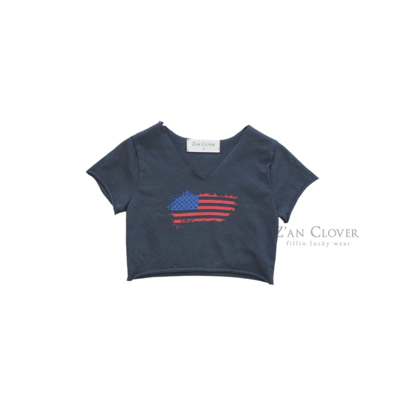 Zan Clover - Korean Children Fashion - #designkidswear - USA Flag Crop Tee - 6