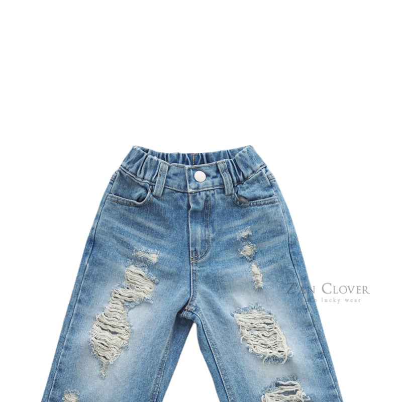 Zan Clover - Korean Children Fashion - #childrensboutique - Heavy Damaged Denim Pants - 4