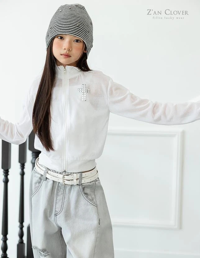 Zan Clover - Korean Children Fashion - #designkidswear - See-Through Cross Zip-Up - 7
