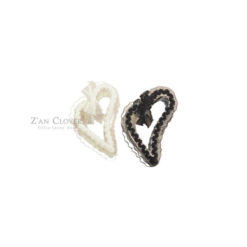 Zan Clover - Korean Children Fashion - #discoveringself - Lace Heart Hair Clip - 2