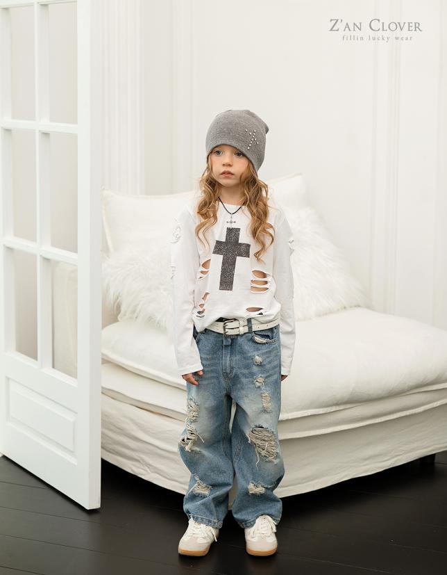 Zan Clover - Korean Children Fashion - #discoveringself - Damaged Cross Tee - 3