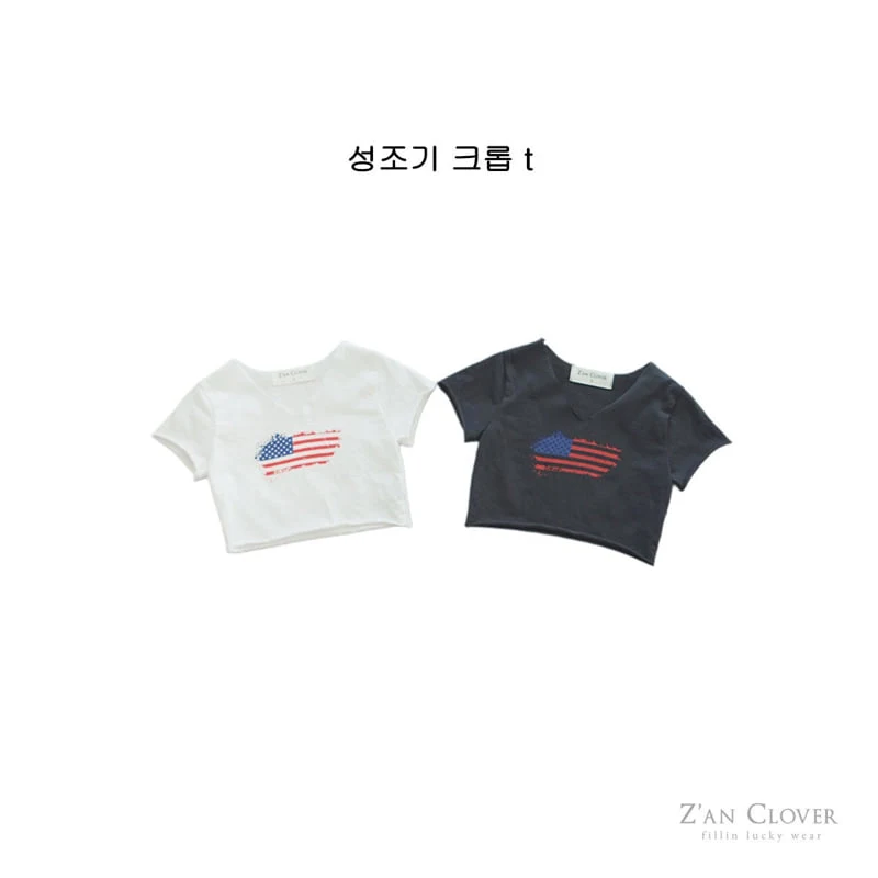 Zan Clover - Korean Children Fashion - #discoveringself - USA Flag Crop Tee
