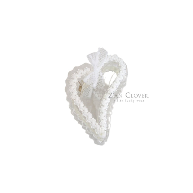 Zan Clover - Korean Children Fashion - #fashionkids - Lace Heart Hair Clip - 3