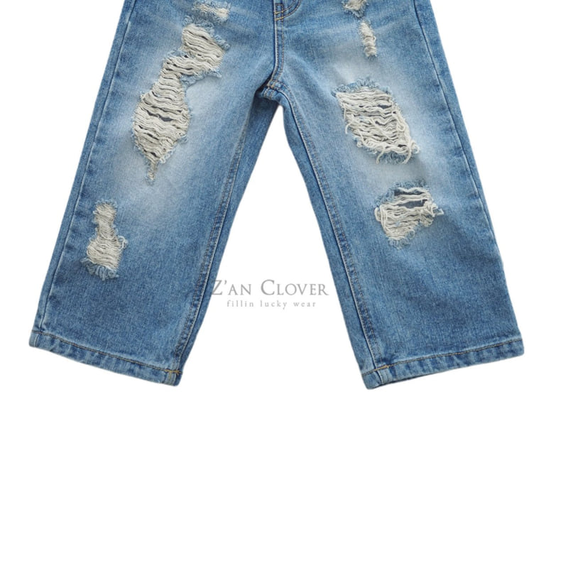 Zan Clover - Korean Children Fashion - #fashionkids - Heavy Damaged Denim Pants - 6