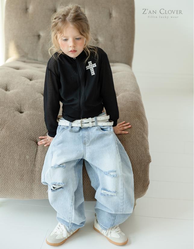 Zan Clover - Korean Children Fashion - #fashionkids - D-Line Damaged Denim Pants - 8
