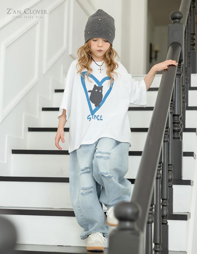 Zan Clover - Korean Children Fashion - #fashionkids - Cat Heart Tee - 10