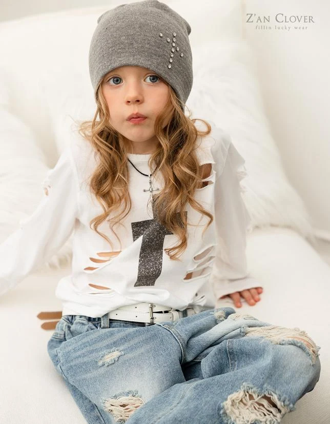 Zan Clover - Korean Children Fashion - #discoveringself - Damaged Cross Tee - 4