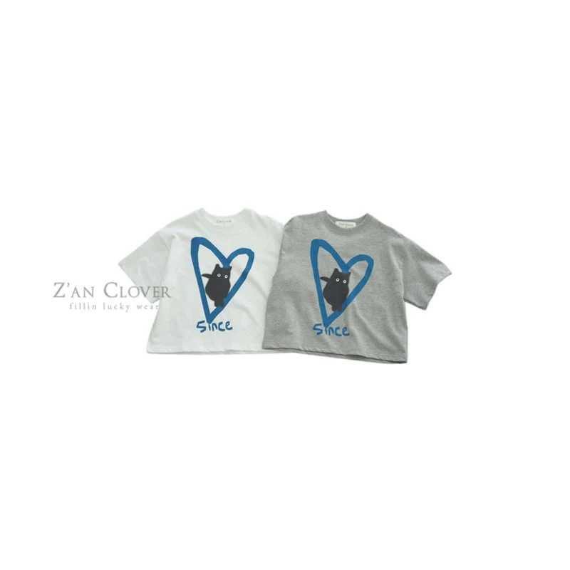 Zan Clover - Korean Children Fashion - #kidsshorts - Cat Heart Tee - 2