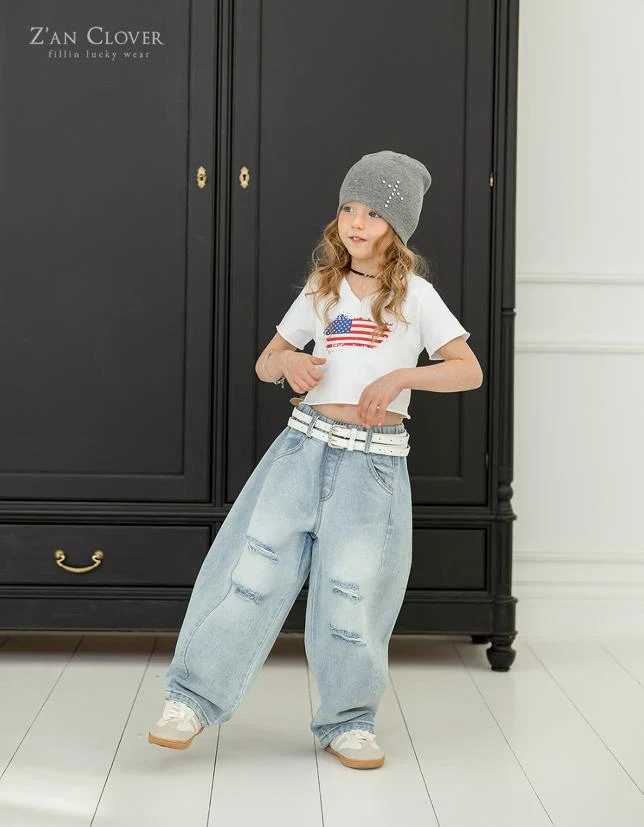 Zan Clover - Korean Children Fashion - #kidsshorts - USA Flag Crop Tee - 3