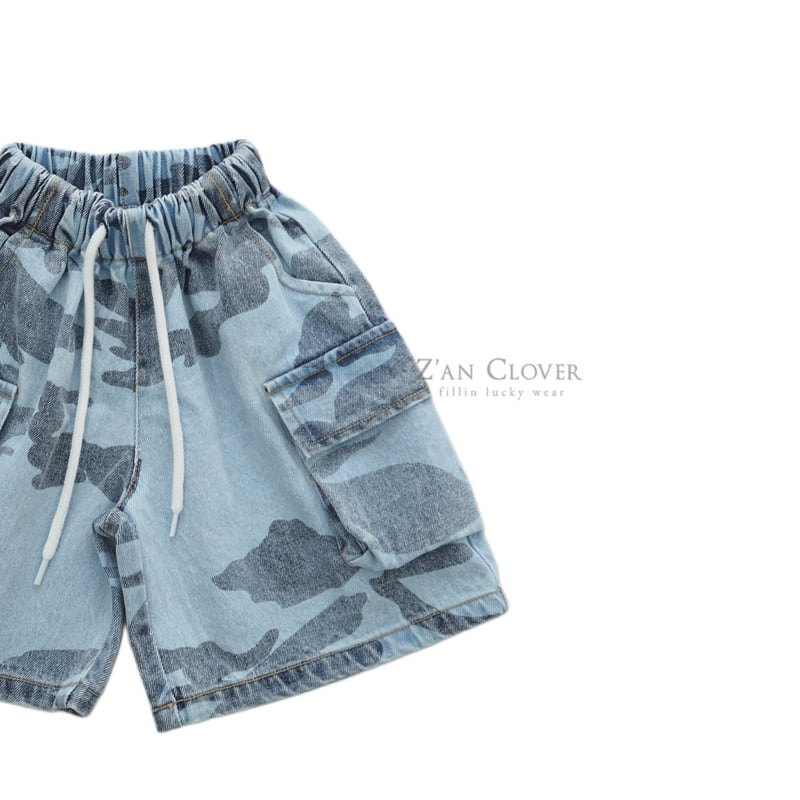 Zan Clover - Korean Children Fashion - #kidsstore - Cargo Camo Denim Bermuda Shorts - 5