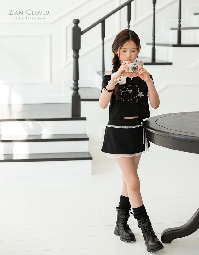 Zan Clover - Korean Children Fashion - #kidsstore - Lace Ribbon Skirt - 6