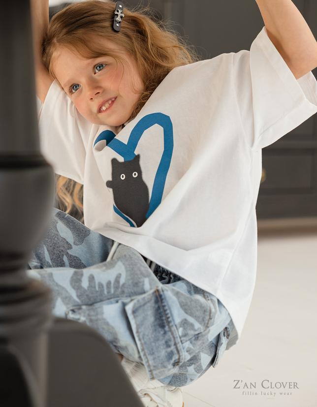 Zan Clover - Korean Children Fashion - #kidsstore - Cat Heart Tee - 12