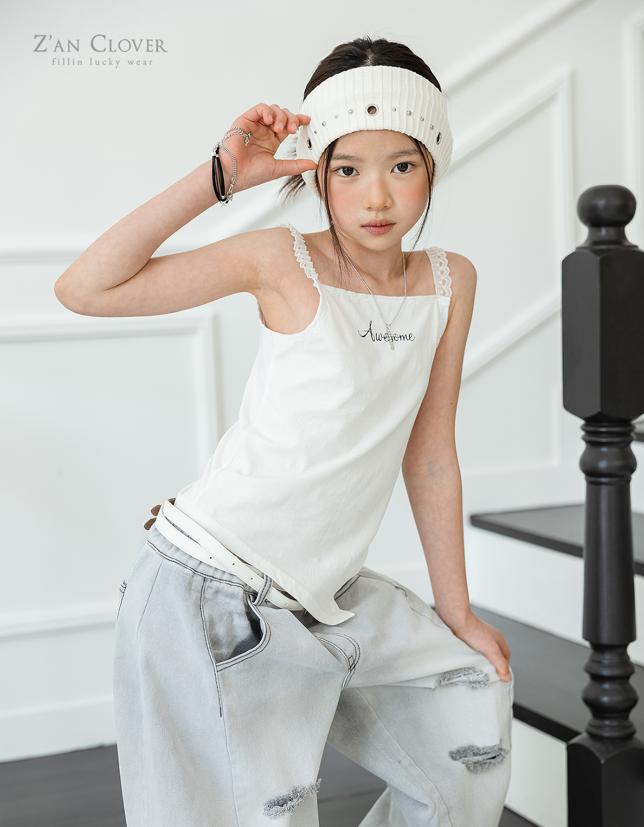 Zan Clover - Korean Children Fashion - #kidsstore - Awesome Lace Sleeveless Top - 3