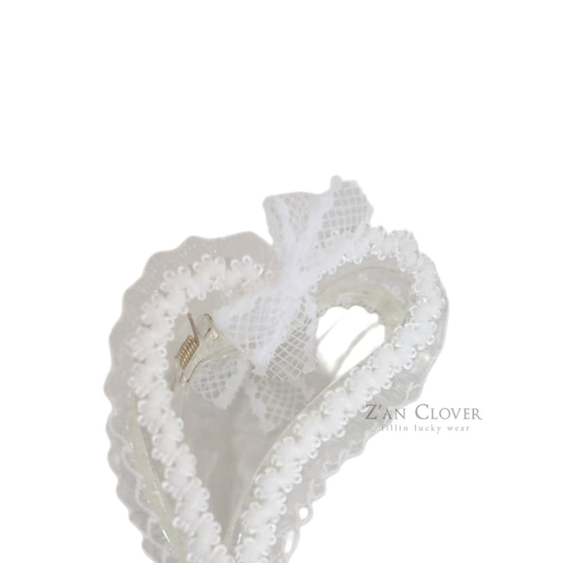 Zan Clover - Korean Children Fashion - #kidzfashiontrend - Lace Heart Hair Clip - 6