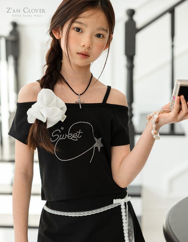 Zan Clover - Korean Children Fashion - #kidsstore - Hotfix Star Crop Tee - 4