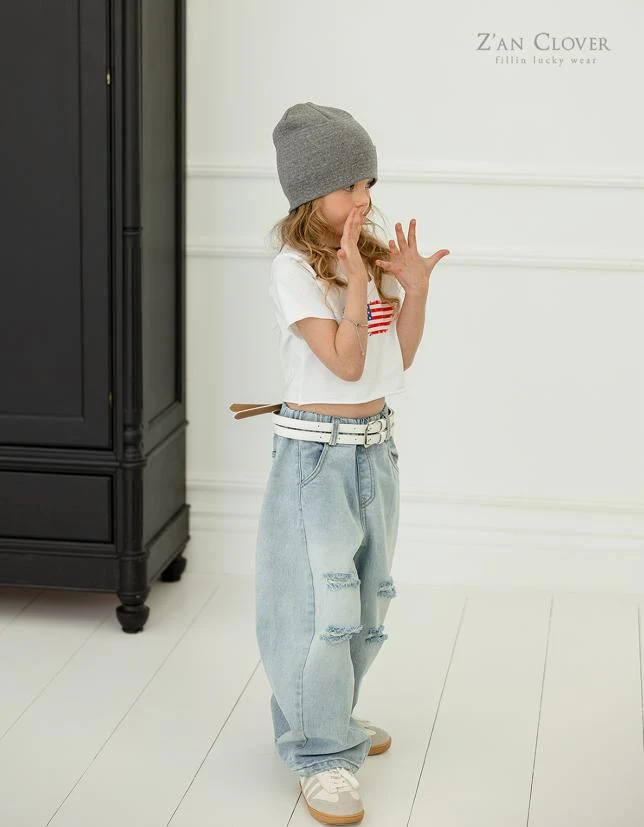 Zan Clover - Korean Children Fashion - #kidzfashiontrend - USA Flag Crop Tee - 5