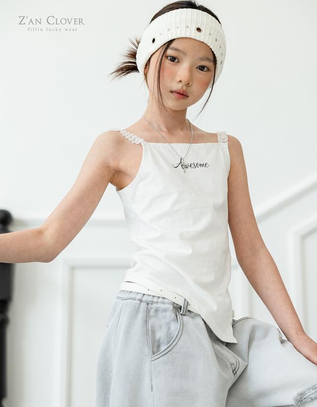 Zan Clover - Korean Children Fashion - #kidsstore - Awesome Lace Sleeveless Top - 4