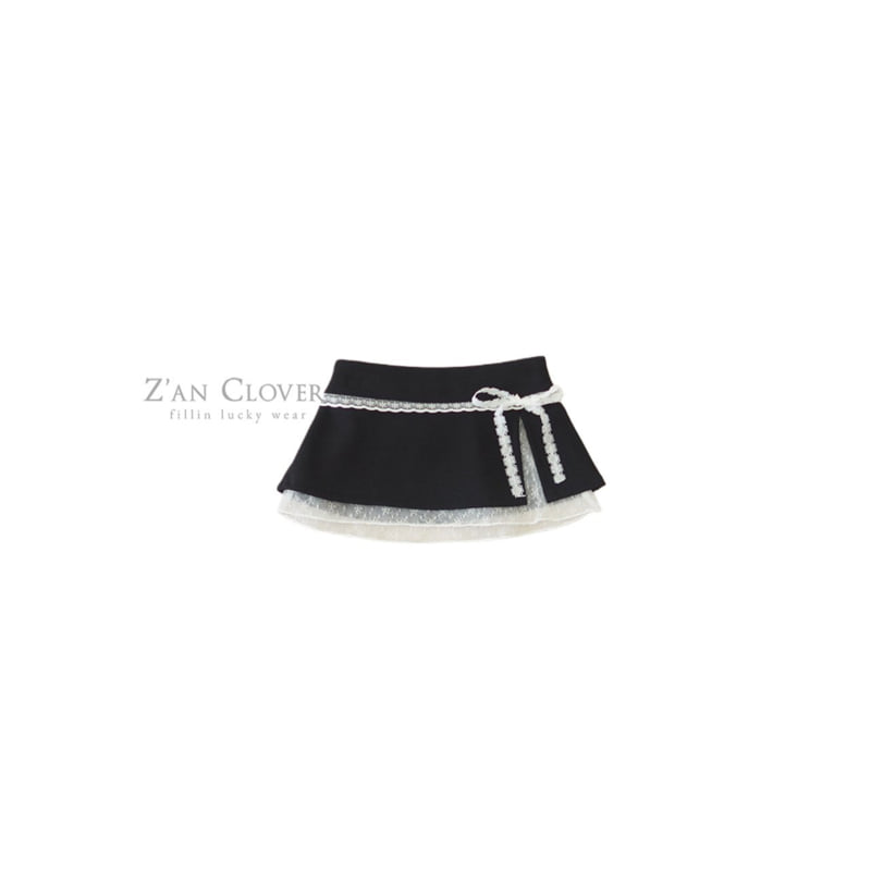 Zan Clover - Korean Children Fashion - #littlefashionista - Lace Ribbon Skirt - 9