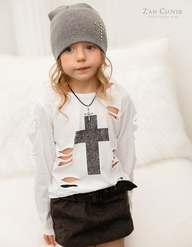 Zan Clover - Korean Children Fashion - #littlefashionista - Damaged Cross Tee - 9