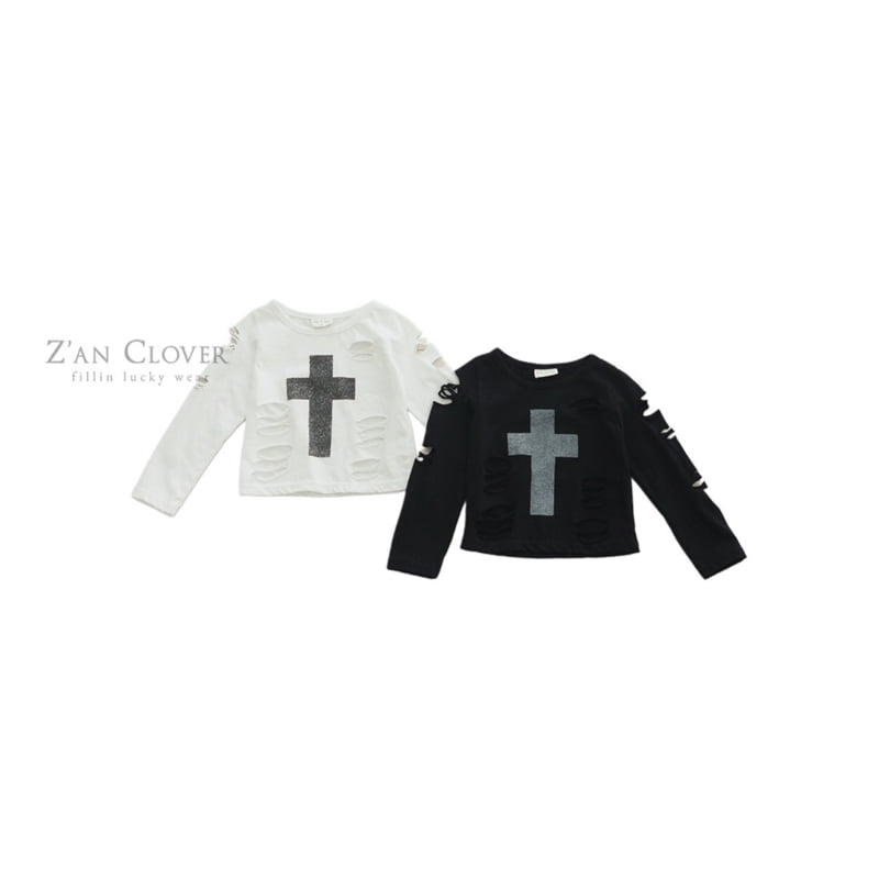 Zan Clover - Korean Children Fashion - #magicofchildhood - Damaged Cross Tee - 2
