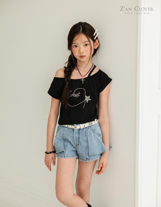 Zan Clover - Korean Children Fashion - #magicofchildhood - Denim Flare Shorts - 11