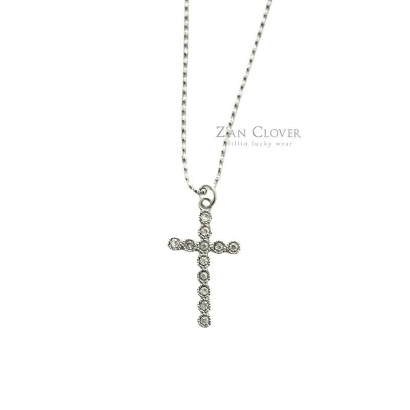 Zan Clover - Korean Children Fashion - #minifashionista - Cubic Long Cross Necklace - 3