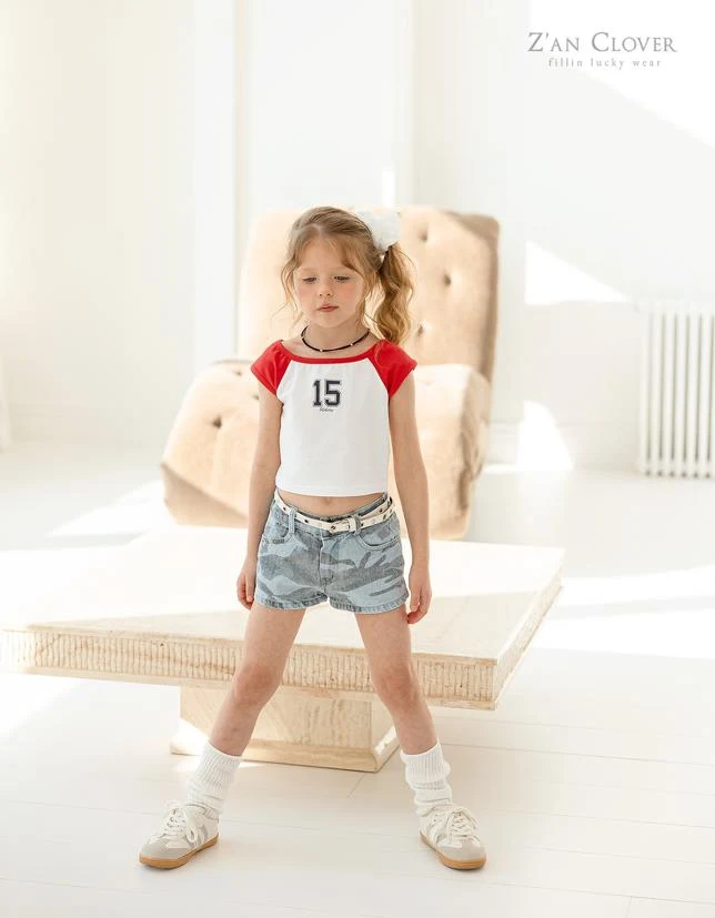 Zan Clover - Korean Children Fashion - #minifashionista - Denim Camo Shorts - 6