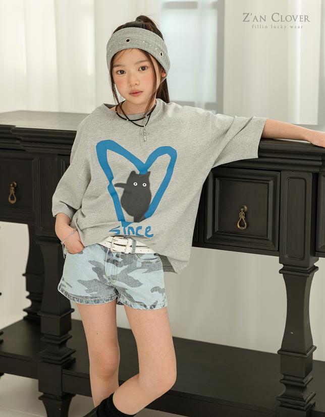 Zan Clover - Korean Children Fashion - #minifashionista - Cat Heart Tee - 3