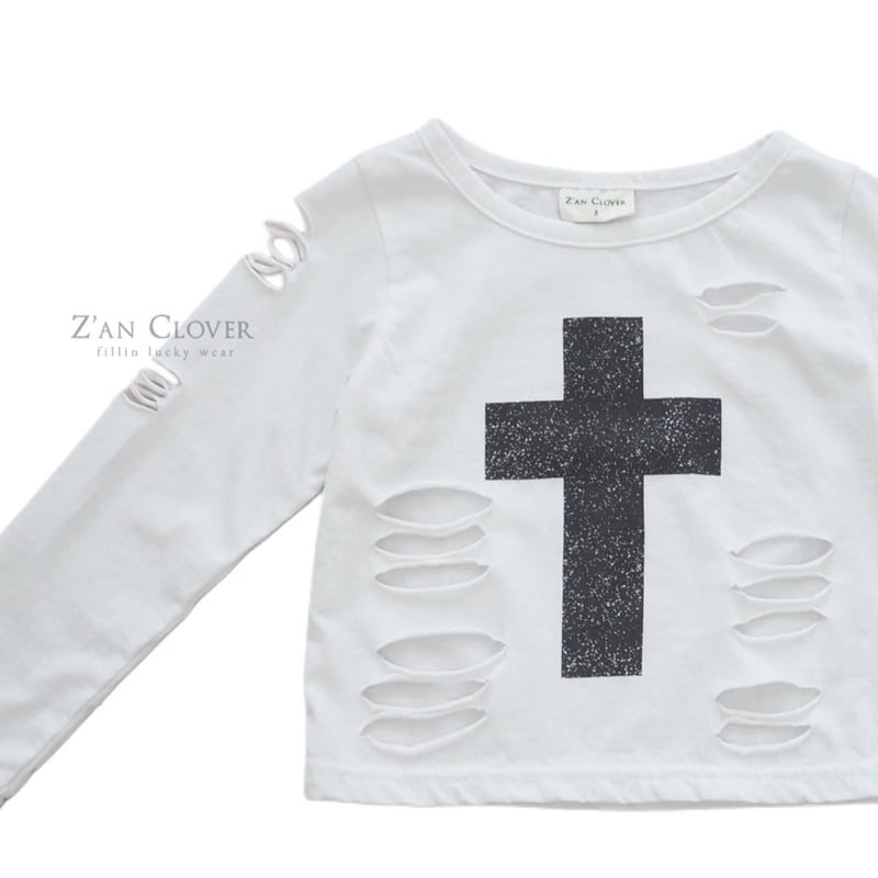 Zan Clover - Korean Children Fashion - #minifashionista - Damaged Cross Tee - 4
