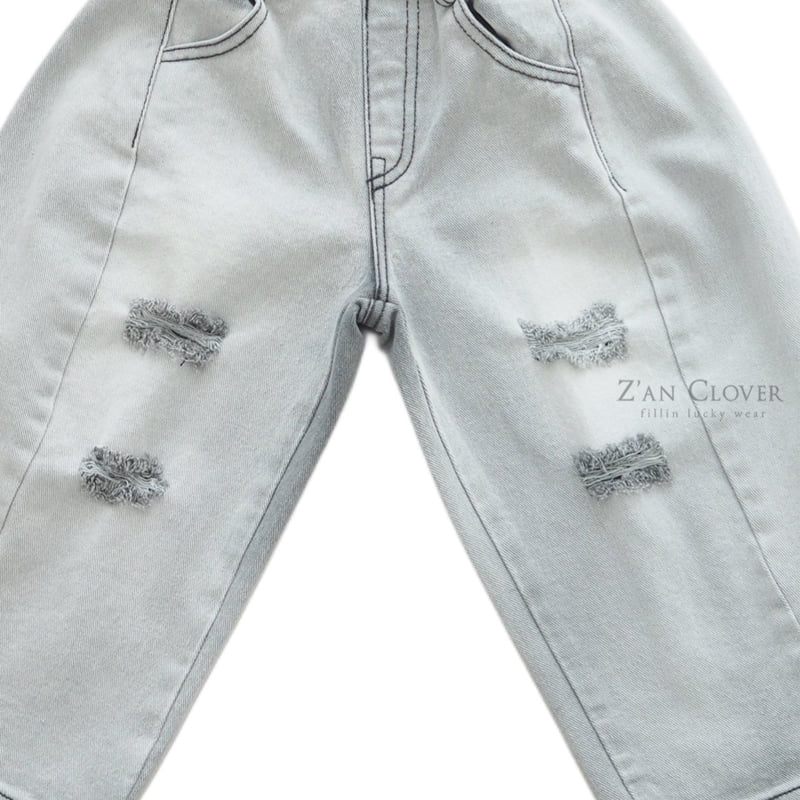 Zan Clover - Korean Children Fashion - #prettylittlegirls - D-line Damaged Denim Pants - 12