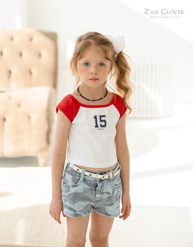 Zan Clover - Korean Children Fashion - #prettylittlegirls - Denim Camo Shorts - 7