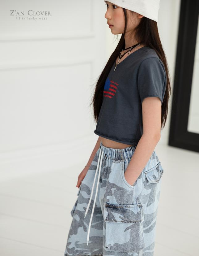 Zan Clover - Korean Children Fashion - #prettylittlegirls - Cargo Camo Denim Bermuda Shorts - 7