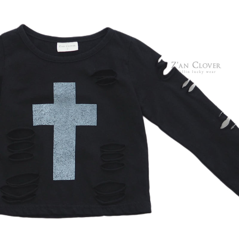 Zan Clover - Korean Children Fashion - #stylishchildhood - Damaged Cross Tee - 7